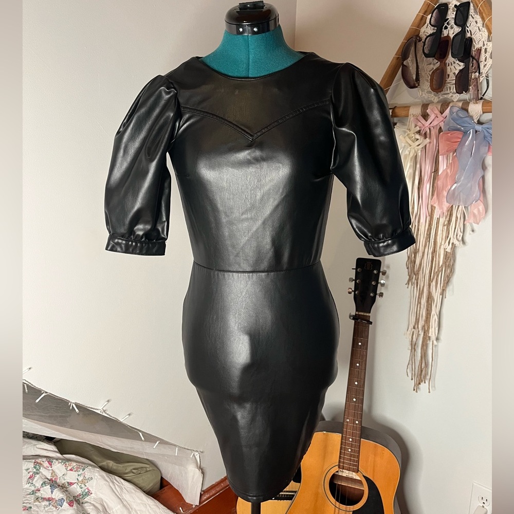 DIVIDED bodycon faux leather minidress